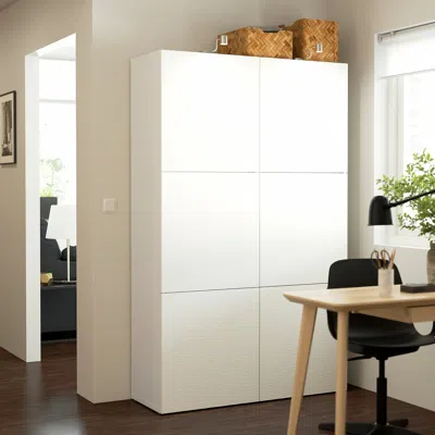 Ikea Bestå Storage Combination With Doors, White/laxviken White, 47 1/4x16 1/2x76 "
