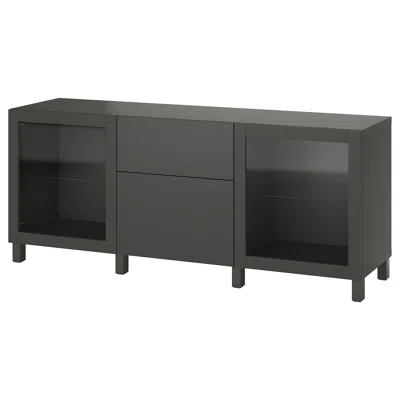Ikea Bestå Storage Combination With Drawers, Dark Gray Lappviken/sindvik/stubbarp Dark Gray, 70 7/8x16 1/ In Black