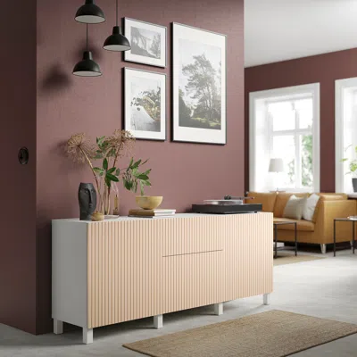 Ikea Bestå Storage Combination With Drawers, White Björköviken/birch Veneer, 70 7/8x16 1/2x29 1/8 "