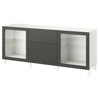 Ikea Bestå Storage Combination With Drawers, White Lappviken/sindvik/stubbarp Dark Gray, 70 7/8x16 1/2x29