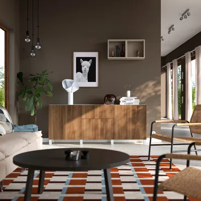 Ikea Bestå Storage Combination With Drawers, White/lappviken/stubbarp Walnut Effect, 70 7/8x16 1/2x29 1/8