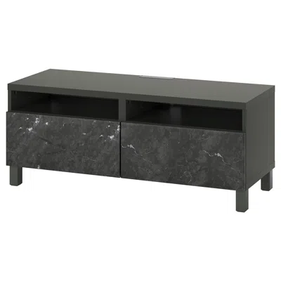 Ikea Bestå Tv Bench With Drawers, Dark Gray/bergsviken/stubbarp Black, 47 1/4x16 1/2x18 7/8 "