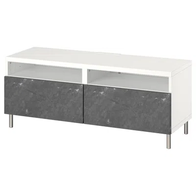 Ikea Bestå Tv Bench With Drawers, White/bergsviken/ösarp Black, 47 1/4x16 1/2x18 7/8 "