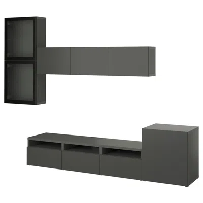 Ikea Bestå Tv Storage Combination/glass Doors, Dark Gray Lappviken/fällsvik Anthracite, 118 1/8x16 1/2x83