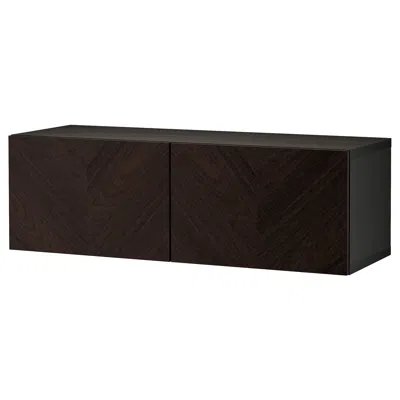 Ikea Bestå Wall-mounted Cabinet Combination, Black-brown Hedeviken/dark Brown Stained Oak Veneer, 47 1/4x