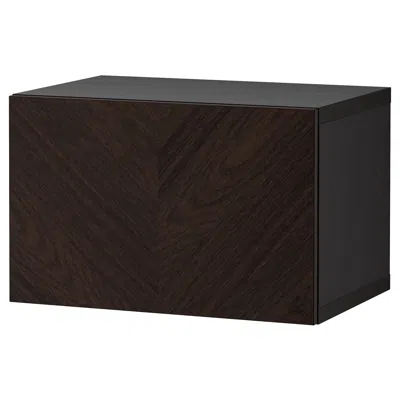 Ikea Bestå Wall-mounted Cabinet Combination, Black-brown/hedeviken Dark Brown, 23 5/8x16 1/2x15 "
