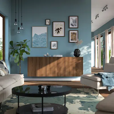 Ikea Bestå Wall-mounted Cabinet Combination, Black-brown/lappviken Walnut Effect, 70 7/8x16 1/2x25 1/4 "