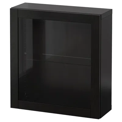 Ikea Bestå Wall-mounted Cabinet Combination, Black-brown/sindvik Black-brown Clear Glass, 23 5/8x8 5/8x25