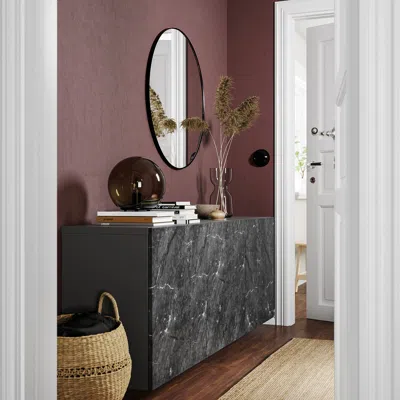 Ikea Bestå Wall-mounted Cabinet Combination, Dark Gray/bergsviken Black, 70 7/8x16 1/2x25 1/4 "