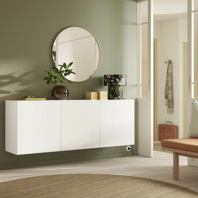 Ikea Bestå Wall-mounted Cabinet Combination, White Förvaltare/white High-gloss White, 70 7/8x16 1/2x25 5/