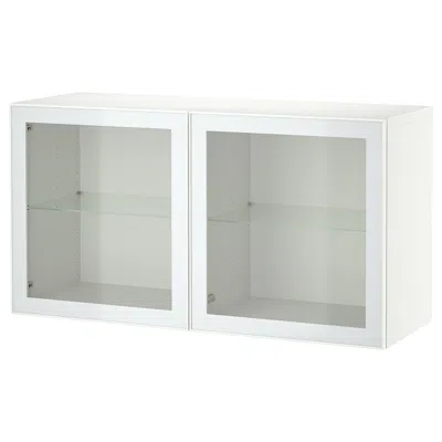 Ikea Bestå Wall-mounted Cabinet Combination, White Glassvik/white/light Green Clear Glass, 47 1/4x16 1/2x
