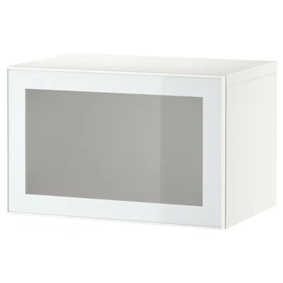 Ikea Bestå Wall-mounted Cabinet Combination, White Glassvik/white/light Green Frosted Glass, 23 5/8x16 1/