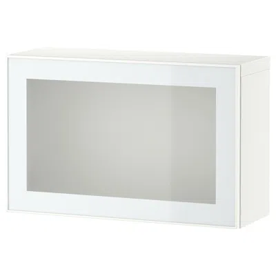 Ikea Bestå Wall-mounted Cabinet Combination, White Glassvik/white/light Green Frosted Glass, 23 5/8x8 5/8