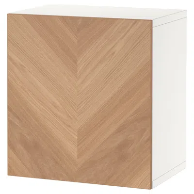 Ikea Bestå Wall-mounted Cabinet Combination, White/hedeviken Oak, 23 5/8x16 1/2x25 1/4 " In Brown