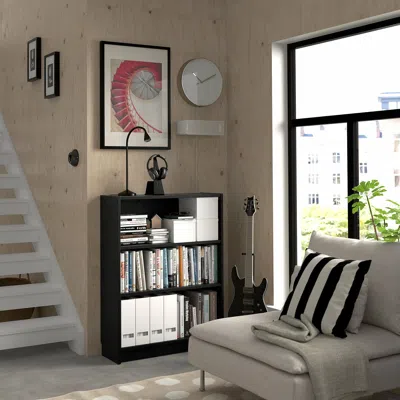 Ikea Billy Bookcase, Black Oak Effect, 31 1/2x11x41 3/4 " In Multi