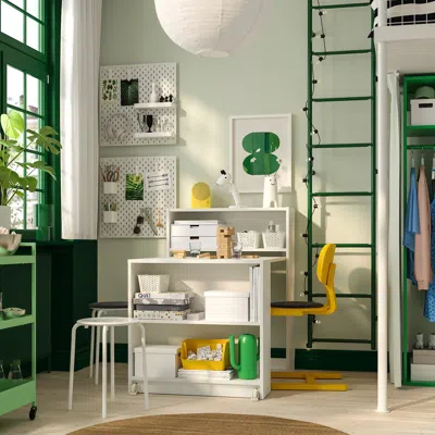 Ikea Billy Bookcase With Foldable Table, White, 31 1/2x12 3/4/44 1/4x41 3/4 "