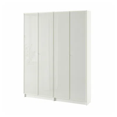 Ikea Billy / Högbo Bookcase Comb With Glass Doors, White, 63x79 1/2 "