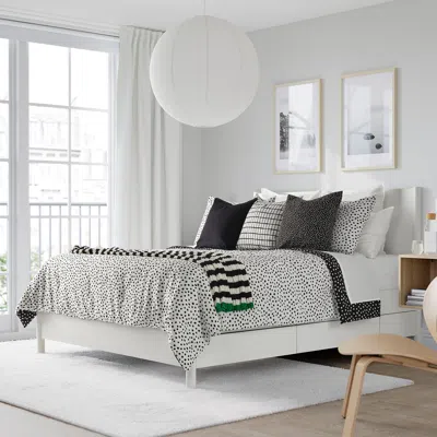 Ikea Björkgråmal Comforter Set, Black White/dotted, Full/queen