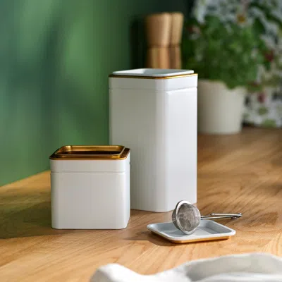 Ikea Blomning Tin With Lid, Off-white For Coffee/tea, 4x4x4 "