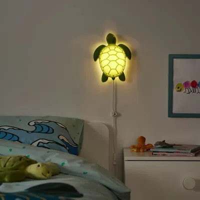Ikea Blåvingad Led Wall Lamp, Turtle/green, Cord Length: 6 ' 7 "