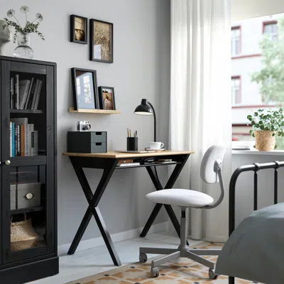 Ikea Bollpojke Desk, Pine/black, 35 3/8x21 5/8 "