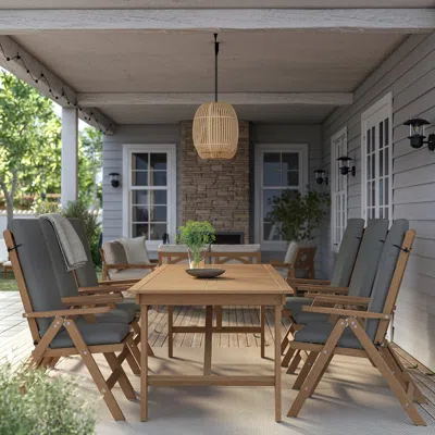 Ikea Bondholmen Table + 6 Reclining Chairs, Outdoor, Bondholmen Brown/frösön/duvholmen Dark Gray, Table L