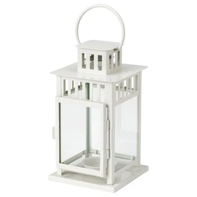 Ikea Borrby Lantern For Block Candle, Indoor/outdoor White, 11 "