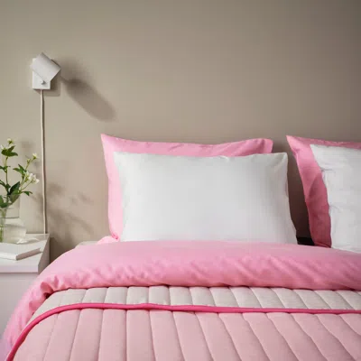 Ikea Bärglim Pillowcase, White, Queen In Pink
