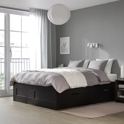 Ikea Brimnes Bed Frame With Storage, Black, King