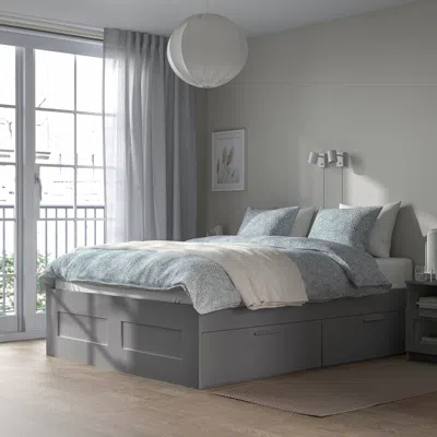 Ikea Brimnes Bed Frame With Storage, Gray, Full