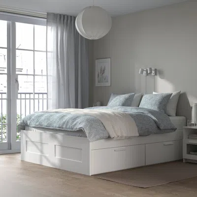Ikea Brimnes Bed Frame With Storage, White, Queen