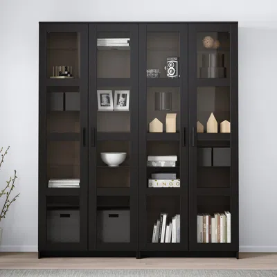 Ikea Brimnes Storage Combination W/glass Doors, Black, 63x13 3/4x74 3/4 "