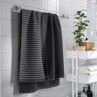 Ikea Brokginst Bath Sheet, Black, 39x59 "