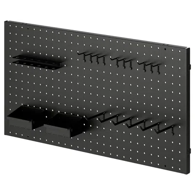 Ikea Bror 20 Pieces Pegboard Set, Black, Width: 33 1/8 "