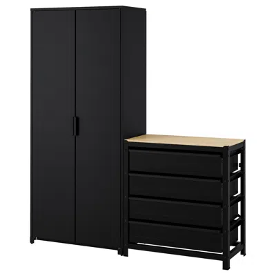 Ikea Bror Shelf Unit With Cabinet/drawers, Black, 66 7/8x15 3/4x75 1/4 "