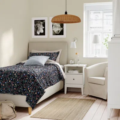 Ikea Brudkrusbär Comforter Set, Black/floral Pattern, Twin/twin X-long