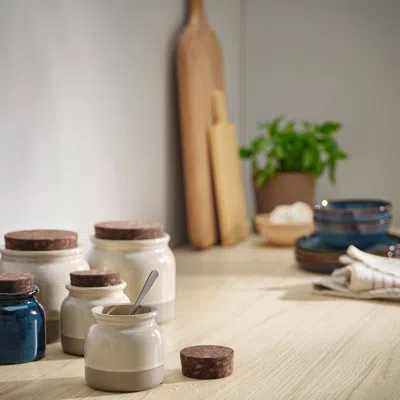 Ikea Brugdhaj Jar With Lid, Beige, 10 oz