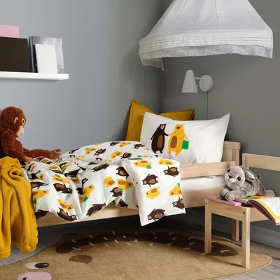 Ikea Brummig Duvet Cover And Pillowcase(s), Bear Pattern Yellow/brown, Twin