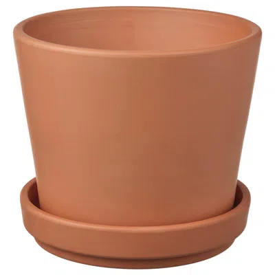 Ikea Brunbär Plant Pot With Saucer, Outdoor Terracotta, 4 ¾ "