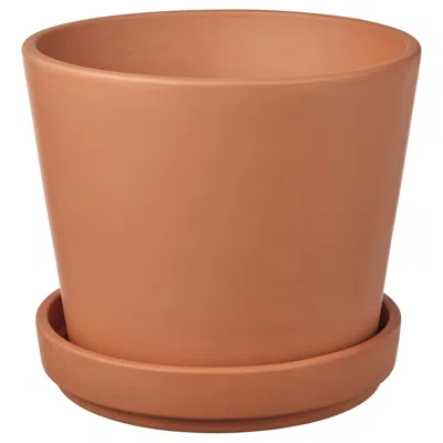 Ikea Brunbär Plant Pot With Saucer, Outdoor Terracotta, 6 "