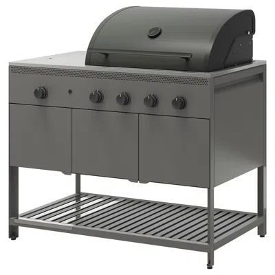 Ikea Båtskär Gas Grill With Side Burner, Outdoor/dark Gray, 47 1/4x23 5/8 "