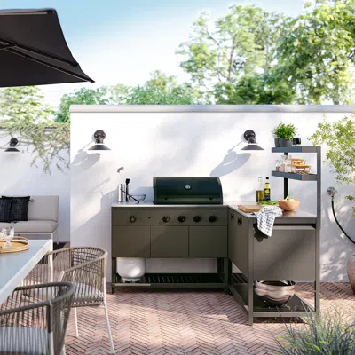 Ikea Båtskär Outdoor Kitchen With Gas Grill, Dark Gray, 70 7/8x70 7/8x59 7/8 "
