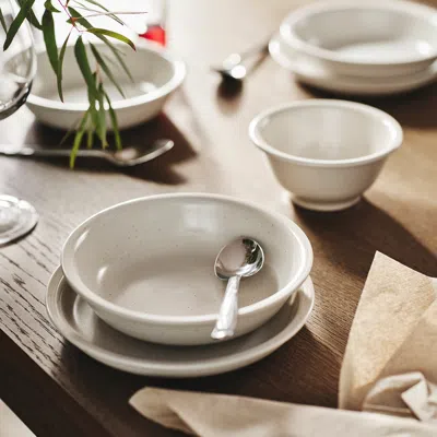 Ikea Daggaster Deep Plate/bowl, Dotted/light Beige, 7 ½ "