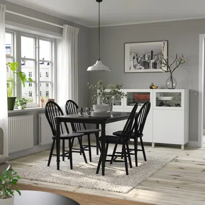 Ikea Danderyd / Skogsta Table And 4 Chairs, Black/black, 51 1/8 "
