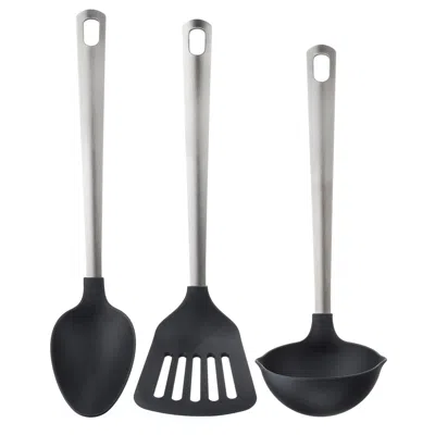 Ikea Direkt 3-piece Kitchen Utensil Set, Black/stainless Steel In Multi