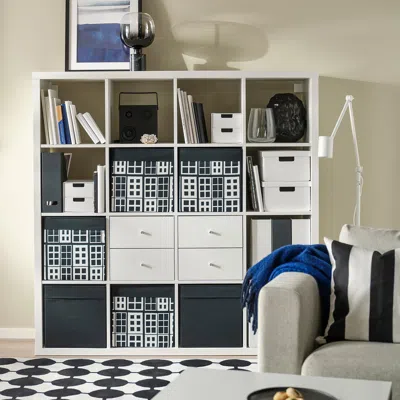 Ikea Dröna Box, Black/patterned, 13x15x13 "