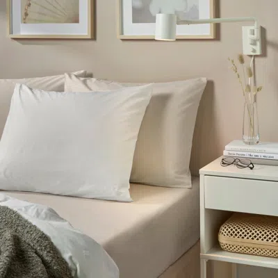 Ikea Dvala Fitted Sheet, Beige, Twin X-long In White