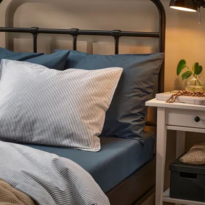 Ikea Dvala Fitted Sheet, Blue, Queen