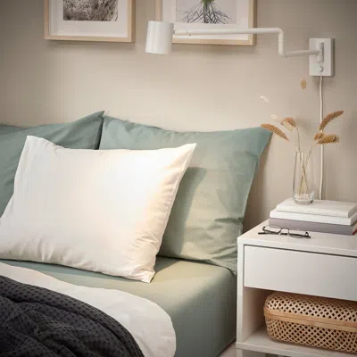 Ikea Dvala Fitted Sheet, Gray-green, Twin X-long