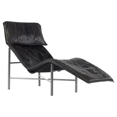 Pre-owned Ikea Early Tord Bjorklund For  Midcentury Chaise Leather Lounge Chair In Black